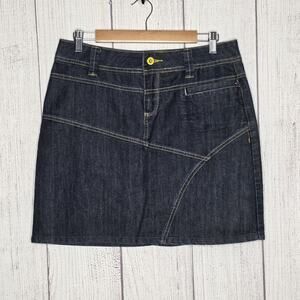 Lole Organic Denim Skirt Blue Mini Asymmetrical, sz 8